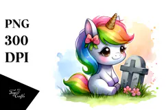 Cute Baby Unicorn Grave Stile Clipart Product Image 1