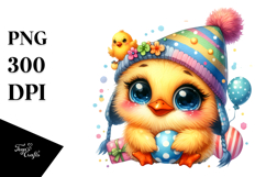 Goofy Colorful Watercolor Baby Chicken PNG Product Image 1