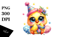 Goofy Colorful Watercolor Baby Chicken PNG Product Image 1