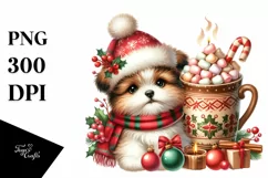 Cute Dog with Christmas Ornaments PNG Product Image 3
