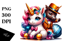 Colorful Baby Unicorn with Harlem Ballroom PNG Product Image 1