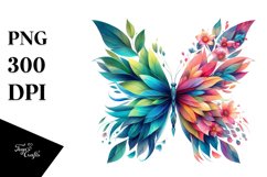 Abstract Vibrant Butterfly with Flowers PNG Product Image 3