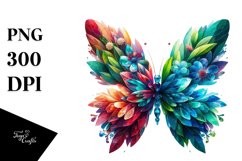 Abstract Vibrant Butterfly with Flowers PNG Product Image 1