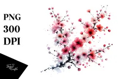 Watercolor Cherry Blossom PNG Product Image 1