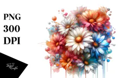 Vibrant Daisy Glossy Petals Abstract PNG Product Image 1