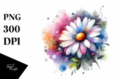 Watercolor Abstract with Daisy Glossy Petals PNG Product Image 3