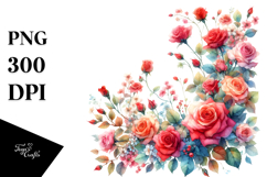 Red Roses Floral Frame PNG Product Image 1