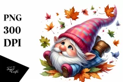 Colorful Gnome Autumn Leaves PNG Product Image 1