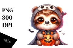 Baby Sloth Dressed Halloween PNG Product Image 1