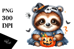 Baby Sloth Dressed Halloween PNG Product Image 1