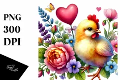 colorful Chicken Heart Sitting PNG Product Image 1