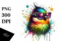 Quirky Bird in Sunglasses, Colorful Art Product Image 1