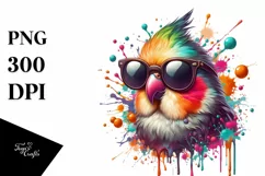 Colorful Bird with Sunglasses, Quirky Art Product Image 3