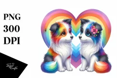 View from Behind Border Collie Heart Shape PNG Product Image 1