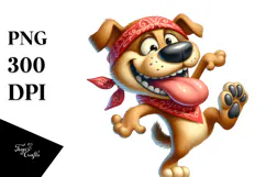 Cartoony Dog with Bandana PNG Product Image 1