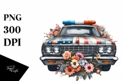 Vintage Police Car USA Flag Sticker Product Image 1