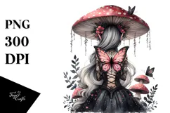 Gothic Fairy on Mushroom PNG Product Image 1