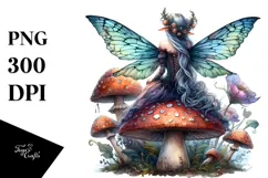 Gothic Fairy on Mushroom PNG Product Image 1