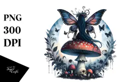 Gothic Fairy on Mushroom PNG Product Image 1