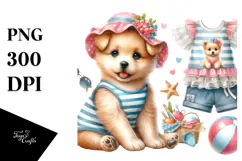 Cute Baby Puppy Beach PNG Product Image 1