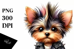 Watercolor Baby Yorkshire Terrier Punk Singer | Sublimation Product Image 1
