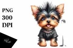 Watercolor Baby Yorkshire Terrier Punk Singer | Sublimation Product Image 1