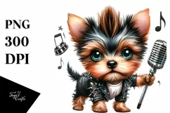 Watercolor Baby Yorkshire Terrier Punk Singer | Sublimation Product Image 3