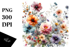 Colorful Wild Flowers PNG Product Image 1