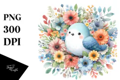 Cute Bird Flowers PNG Product Image 1