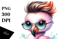Baby Flamingo with Cool Haircut PNG Product Image 1