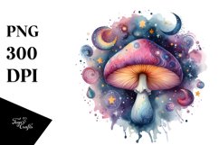 Watercolor Magical Celestial Mushroom Clipart Product Image 1