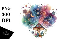 colorful Magical Aster Mushroom | Sublimation | Clipart Product Image 3