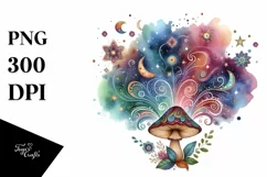 colorful Magical Aster Mushroom | Sublimation | Clipart Product Image 3