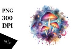 colorful Magical Aster Mushroom | Sublimation | Clipart Product Image 1