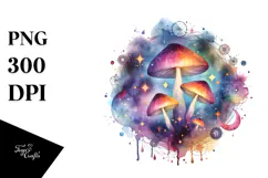 colorful Magical Aster Mushroom | Sublimation | Clipart Product Image 1