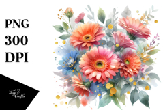 Gerbera Gold Insertions Watercolor Clipart Product Image 1