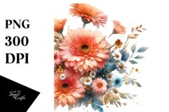 Gerbera Gold Insertions Watercolor Clipart Product Image 1