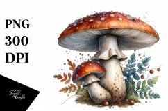 Vintage Mushroom Watercolor Splash PNG Product Image 1