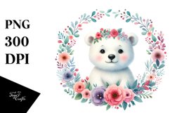 Colorful Watercolor Baby Polar Bear Frame | Clipart Product Image 3