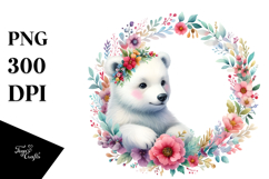 Colorful Baby Polar Bear Floral Clipart Product Image 1
