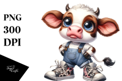 Watercolor Baby Cow Big Eyes | Sublimation Clipart Product Image 1