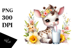 Colorful BabyUnicorn Animal Print Daffodil Clipart Product Image 1