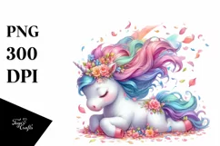Colorful Unicorn with Spring Petals PNG Product Image 1