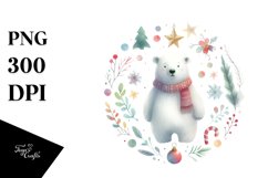 Colorful Christmas Polar Bear, PNG Product Image 3