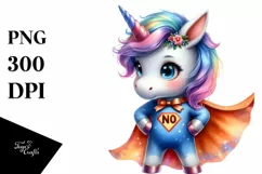 Watercolor Baby Unicorn Hero | Clipart Product Image 1