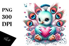 Baby Peacock Heart PNG Product Image 1