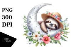 Cute Baby Sloth Dressed for Summer, PNG Product Image 1