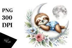 Cute Baby Sloth Dressed for Summer, PNG Product Image 1