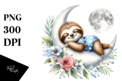 Cute Baby Sloth Dressed for Summer, PNG Product Image 1