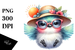 Colorful Hummingbird with Sunglasses PNG Product Image 1